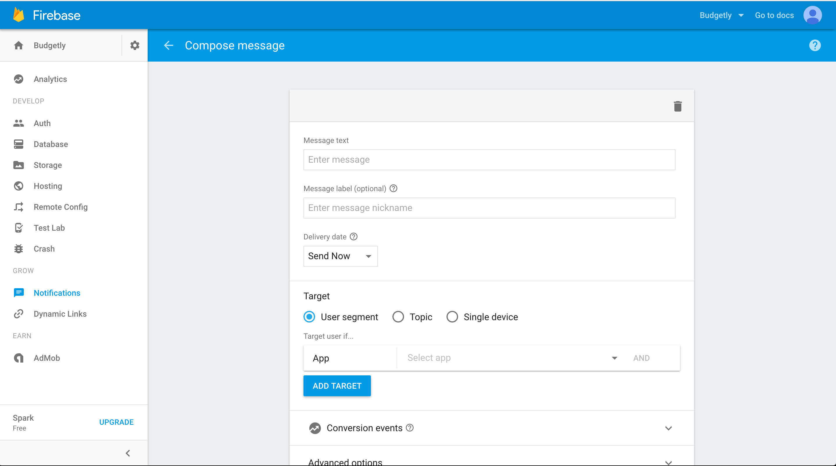 Firebase Console Image